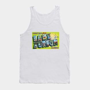 Greetings from Lake Zurich Illinois - Vintage Large Letter Postcard Tank Top